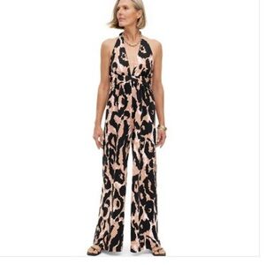 Women's size Medium Halter Leopard Neutral Jumpsuit - DVF Target